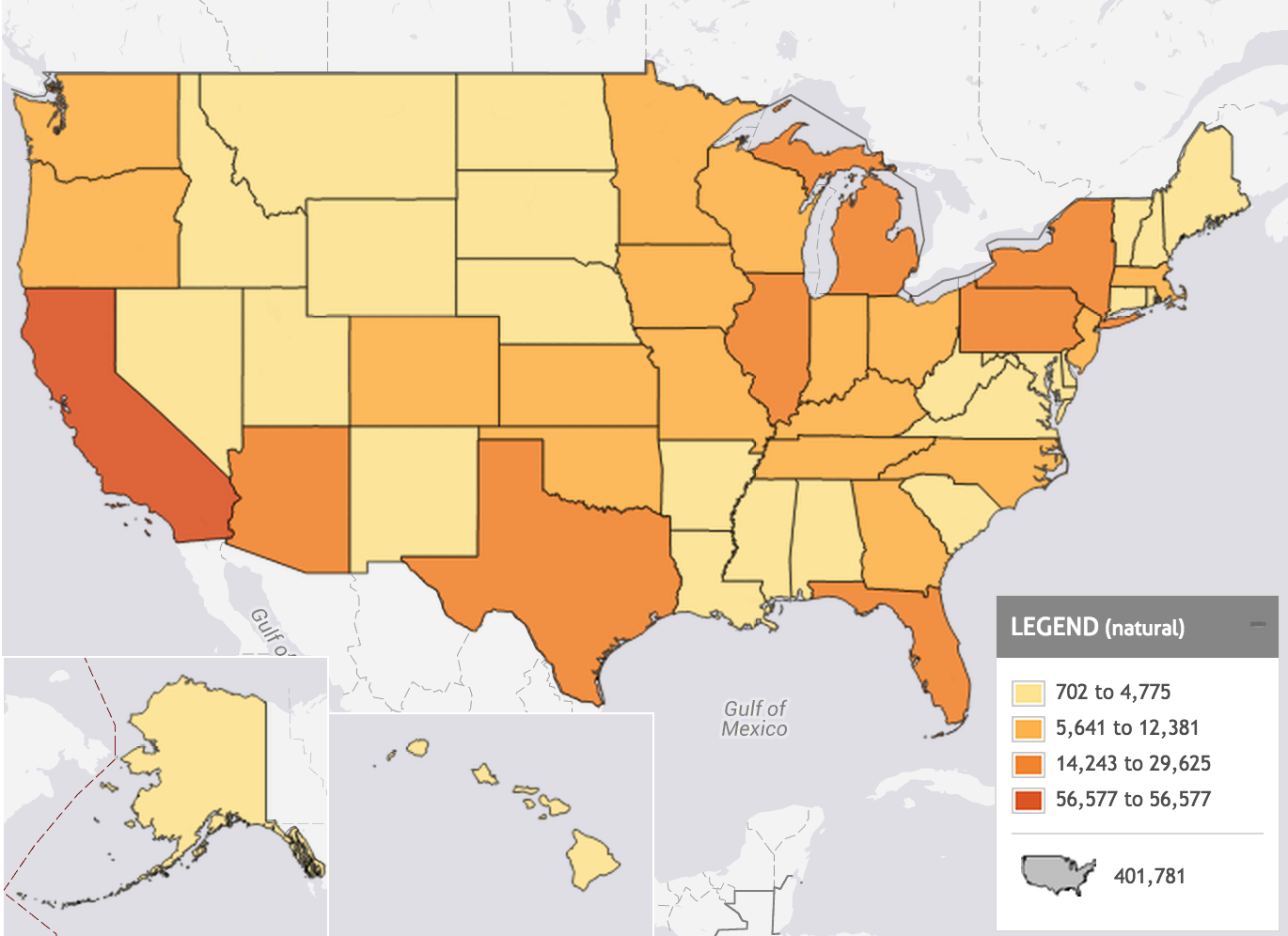 Number of Children in Foster Care (by state) Source: http://datacenter.kidscount.org/